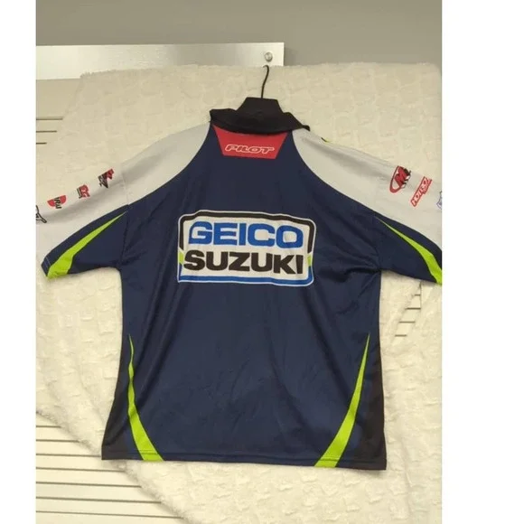 Pilot Geico Suzuki Racing Shirt MotoAmerica TIA Motorsport Motorcycle Polo M - Picture 3 of 7